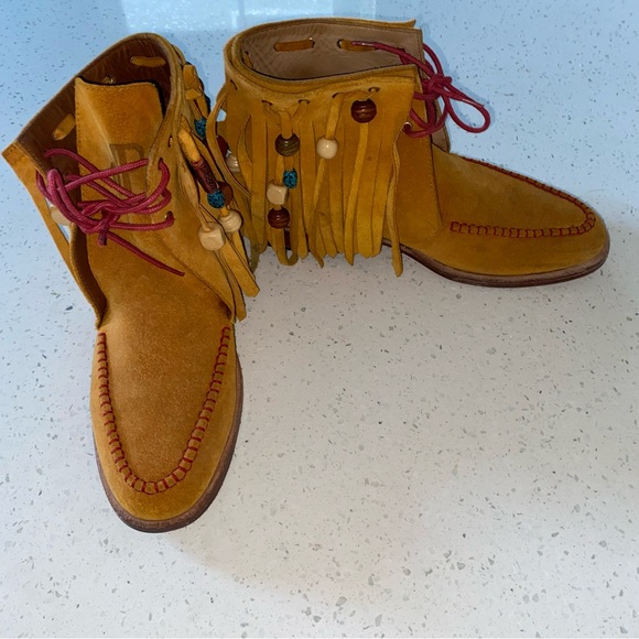 PRSVR PERSEVERE Dress Fringed Moccasin Sand Customized Made To Order Size 8.5 - Picture 2 of 16